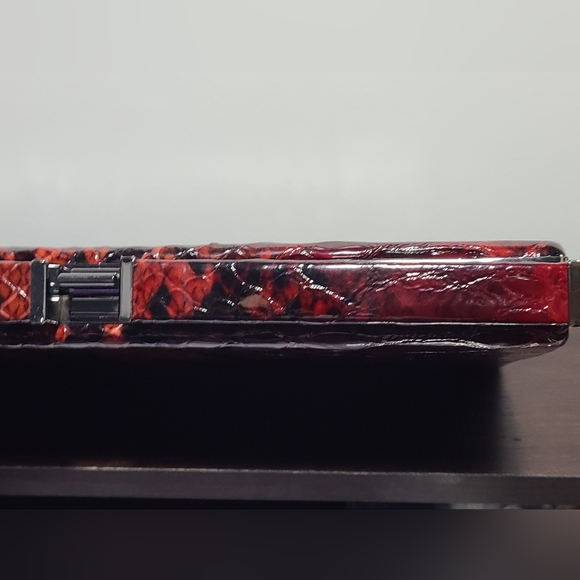 Authentic Danier Red Wine Snake Clutch / Purse - Picture 7 of 16